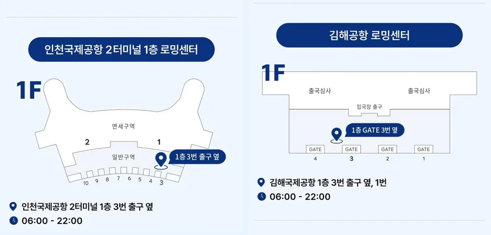 유심 수령장소 — 인천 T2(서울팀) / 김해(양산팀)